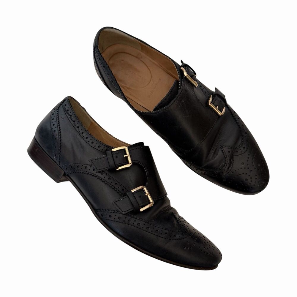 J Crew Monk Strap Wingtip Loafers Womens 6 Old Money Heritage Euro Preppy Italy